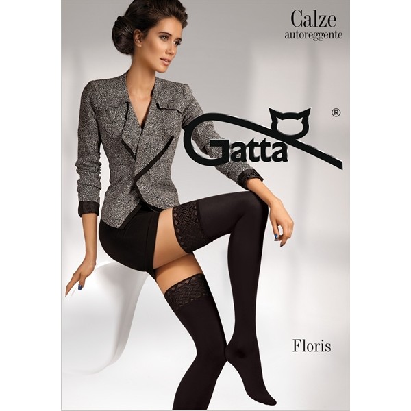 Gatta Floris - Samodržiace pančuchy Čierna