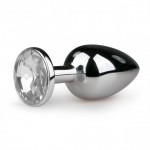 Easytoys Metal Butt Plug 124CLR - Análny šperk Strieborná/Priehľadná