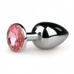 Easytoys Metal Butt Plug 124PNK - Análny šperk Strieborná/Ružová